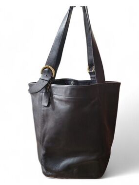VTG 90 Coach 4082 Soho Duffle Black Leather US Made Tote Bag